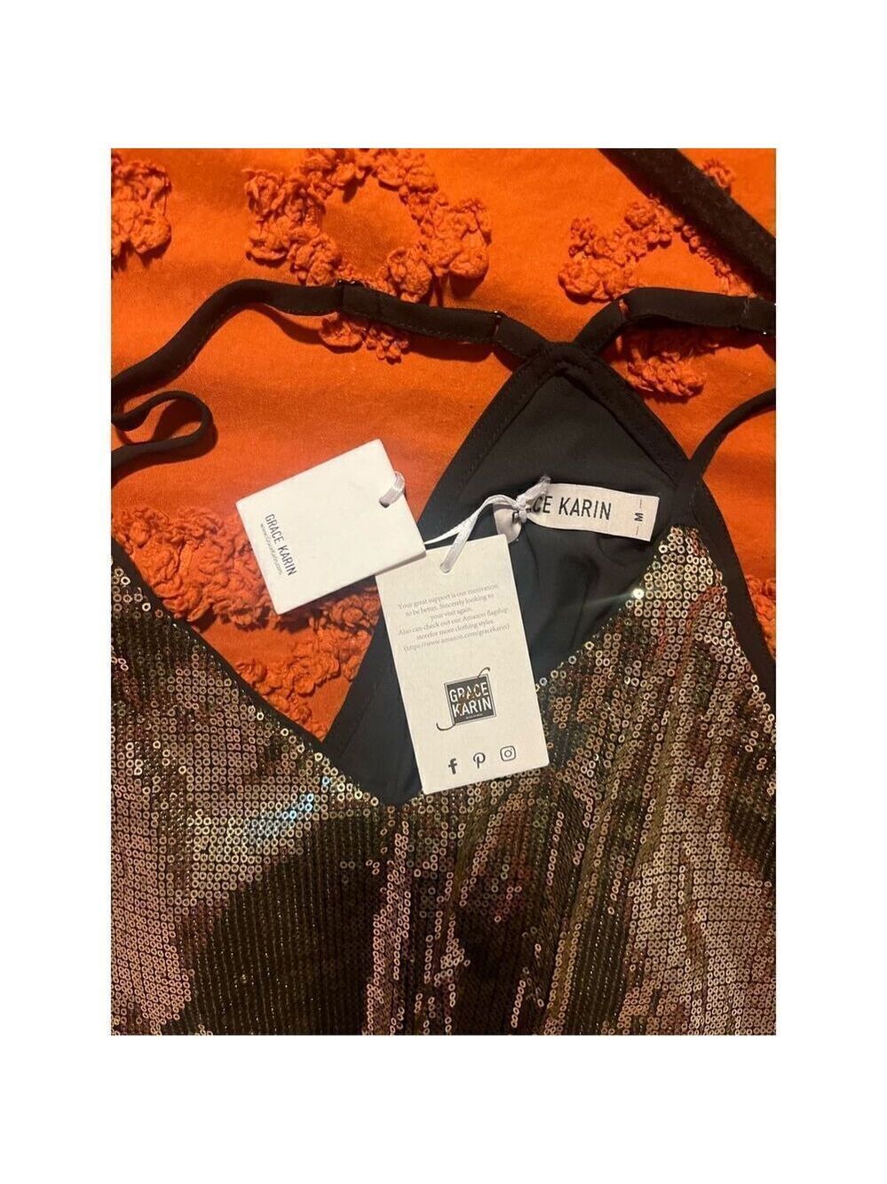 Grace Karin  Gold Glittery sequin clubbing strap size Medium BNWT - Picture 4 of 11